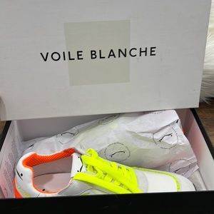 Voile Blanche Mens Sneaker White Neon Yellow and Orange Suede Shoes Size…